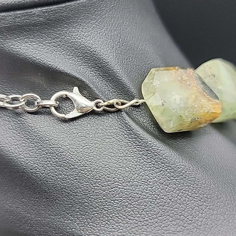 Faceted Agate Prehnite 734 Cts Beaded Natural Gemstone Necklace Unisex Crystal